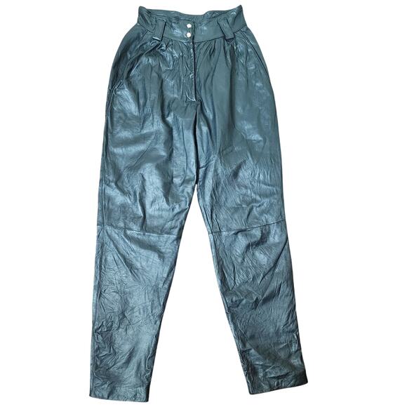 Vintage Leather by Wilson's Black 100% Leather Pants 80's 90's - Size 4 - Picture 1 of 9